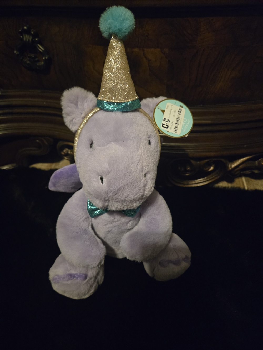 FAO Schwarz Sparklers Wear & Share Dragon Plush 12" Party Hat Purple